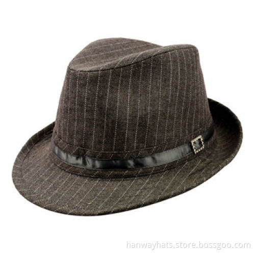 Stripe Men's Fedora Hat with PVC Trim